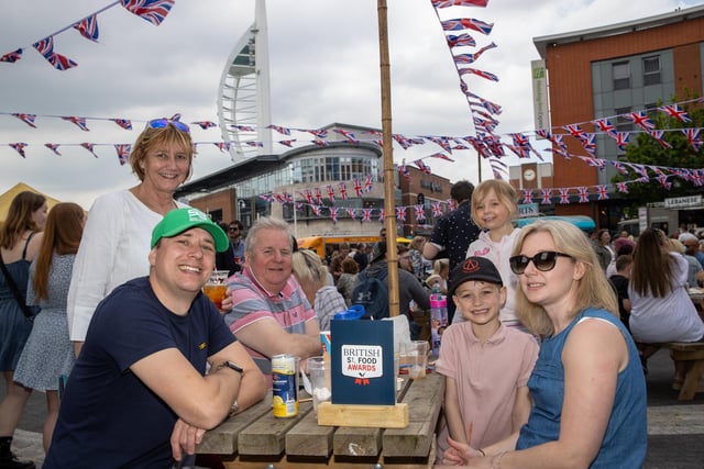 The McCurrach family from Chandlers Ford enjoying the sun and food at Gunwharf Quays. Photos by Alex Shute
