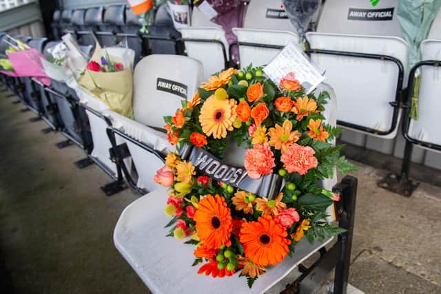 Floral tributes for Steve Woods at AFC Portchester. Picture: Habibur Rahman