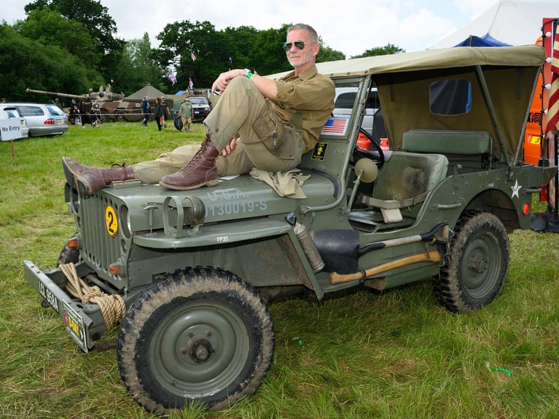 Steve Bishop relaxes on a 1943 JeepPicture: Keith Woodland (260521-95)