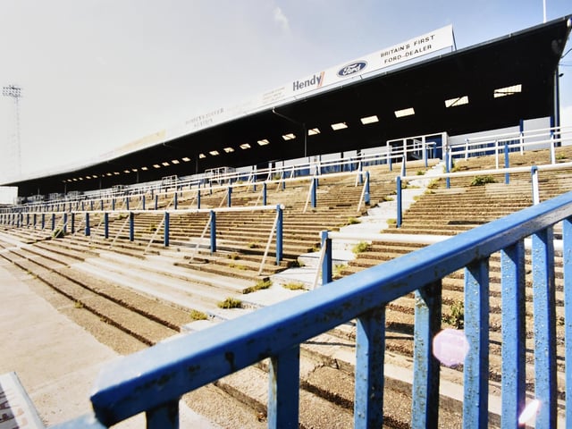 Fratton Park on June 13, 1996 - complete with standing terraces.
