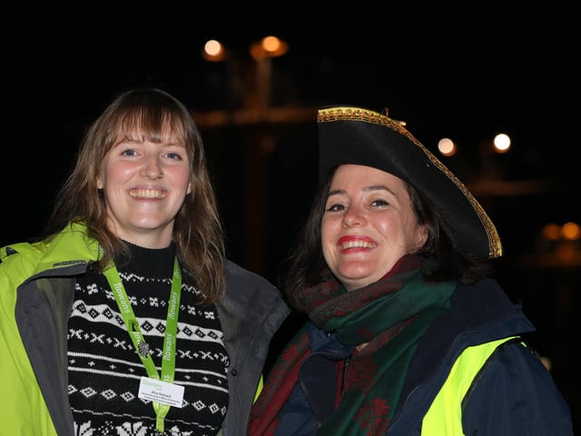 Alice Kennard, left, adn Juliette Vidal. Starlit Walk in aid of Rowans Hospice, Portsmouth Historic Dockyard, HM Naval Base PortsmouthPicture: Chris Moorhouse (jpns 261023-31)