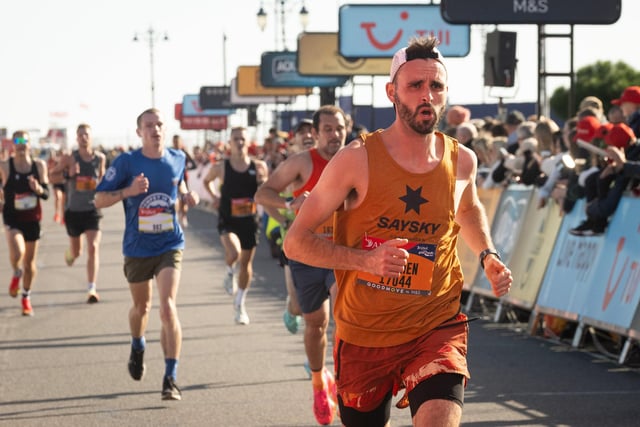 Pictured is: Runners cross the line to finish

Picture: Keith Woodland (151021-579)