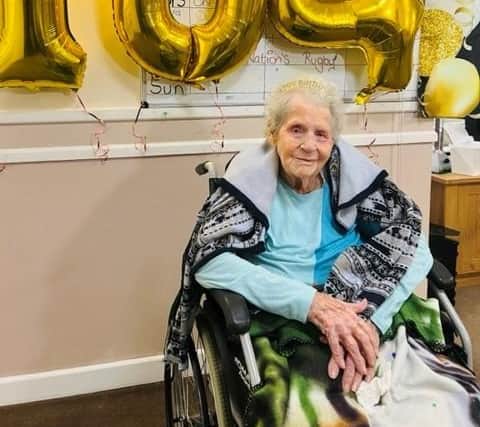 Dorothy Aslett on her 104th birthday at Cosham Court Nursing Home.