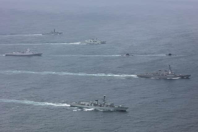 The task force involved in this year's Exercise Dynamic Mongoose met off the coast of Iceland. Here they are pictured on July 1. Credit: LPhot Dan Rosenbaum