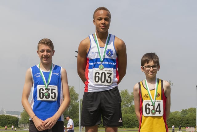 Harvey Beckles won the under-15 boys 80m hurdles in 13.67s. Picture by Paul Smith