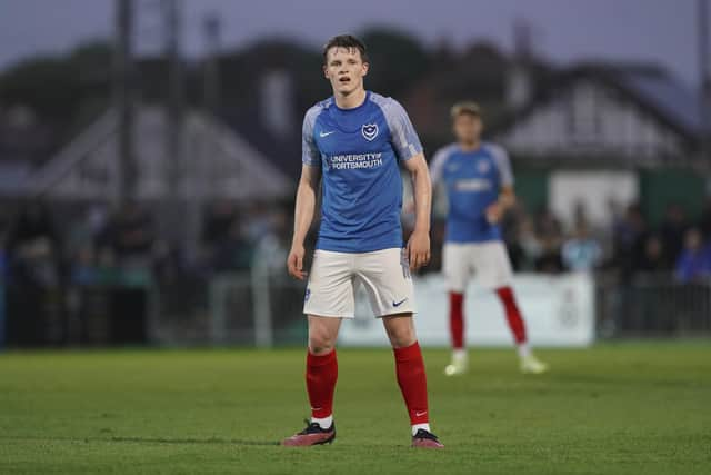 New Pompey midfielder Terry Devlin in action against Bognor: Picture: Jason Brown.