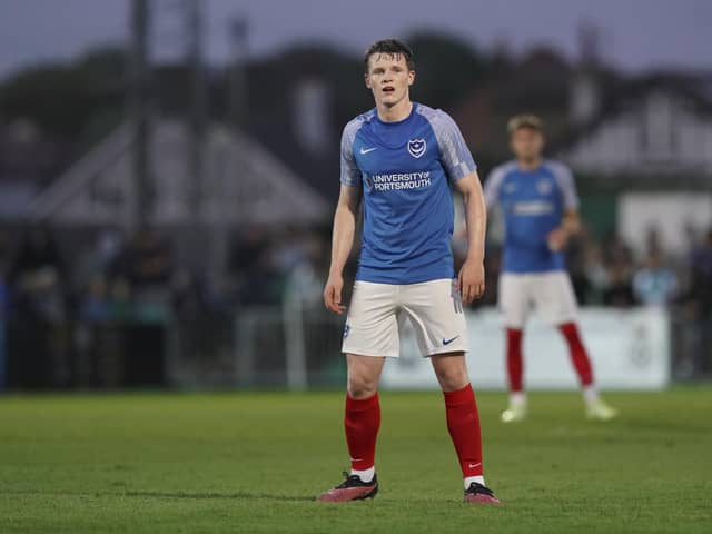 New Pompey midfielder Terry Devlin in action against Bognor: Picture: Jason Brown.