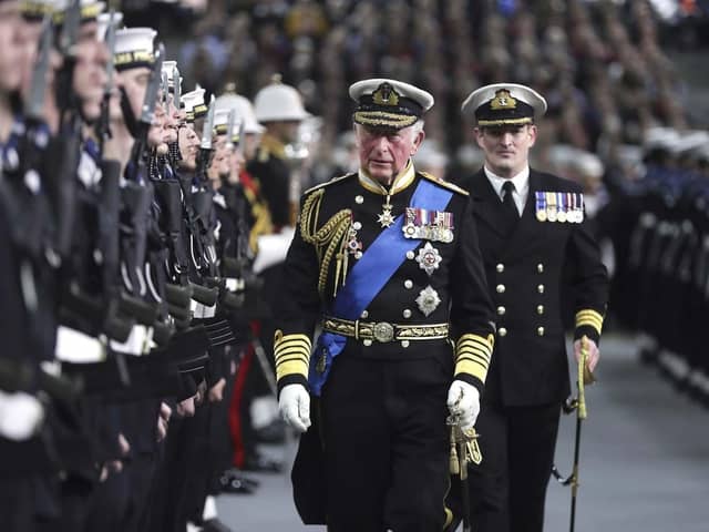 King Charles III has been named as the new sponsor for HMS Queen Elizabeth. Pictured is the monarch, then Prince of Wales, at the commissioning day of HMS Prince of Wales in 2019. Picture: Joe Cater/Royal Navy.