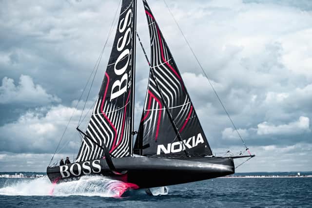 Alex Thomson aboard Hugo Boss during training ahead of the 2020/21 Vendee Globe race.