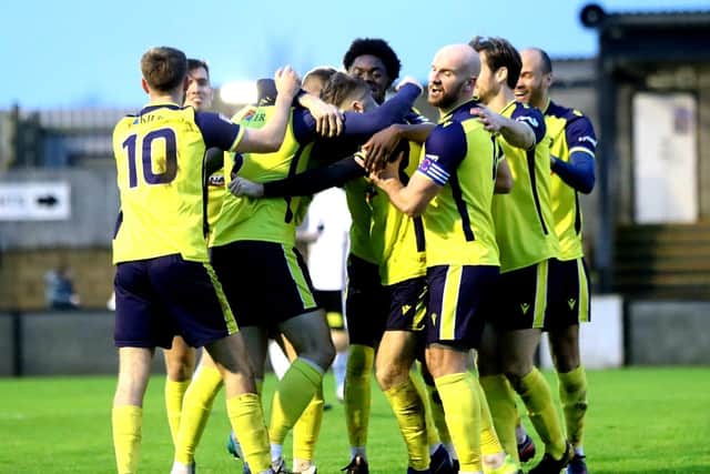 There were plenty of reasons for Gosport Borough to celebrate at Salisbury on New Year's Day. Picture: Tom Phillips