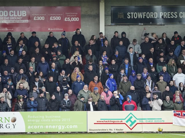 The trip to Whaddon Road was the travelling Pompey faithful's third away game in 12 days.