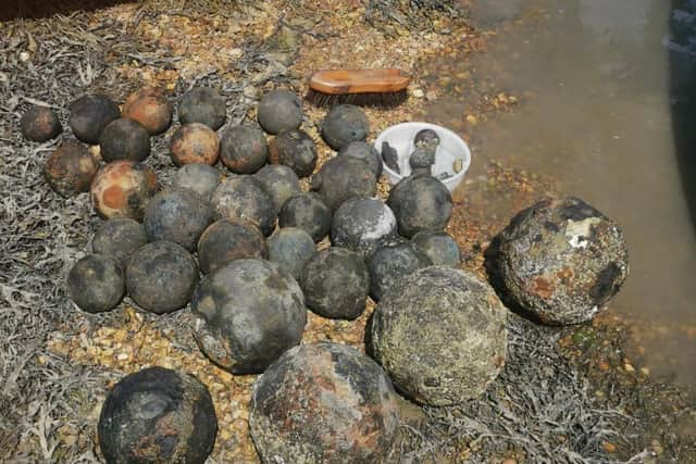 The cannonballs were recovered today. Picture: Hill Head Coastguard