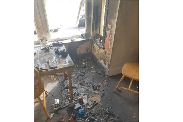 Damage to a flat in Hewett Road, North End, caused by an exploded e-scooter battery. Picture: Hampshire and Isle of Wight Fire and Rescue Service