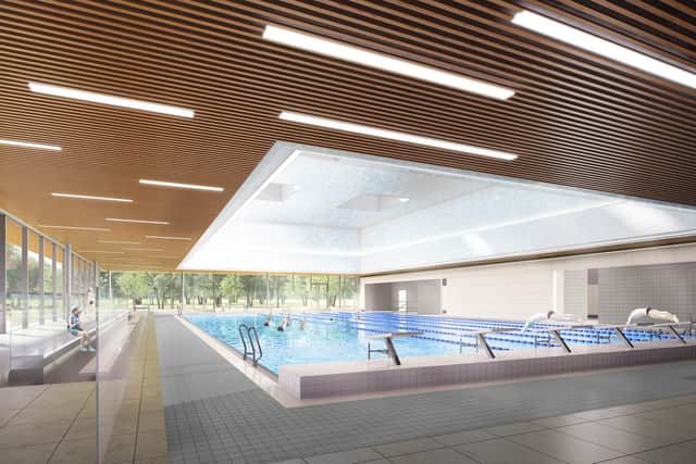 CGI rendered image of the finished swimming pool in the Ravelin Sports Centre . Picture: FaulknerBrowns