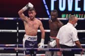 Mikey McKinson celebrates victory over Chris Kongo. Picture b Mark Robinson (Matchroom Boxing)