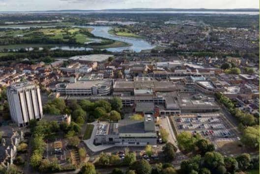 Aerial view of Fareham Town centre