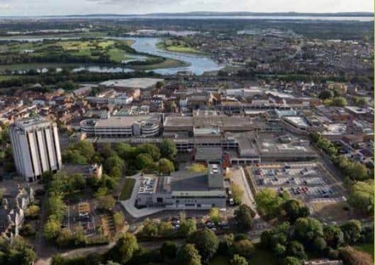 Aerial view of Fareham Town centre