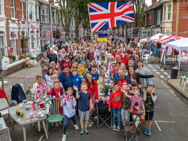 Residents at the Frensham Road Jubilee street party. Picture: Mike Cooter (050622)