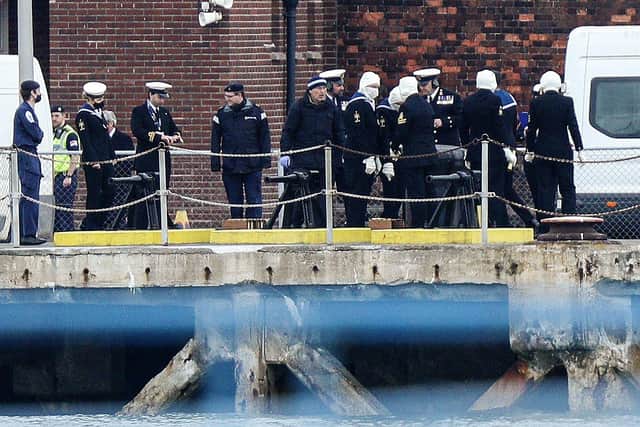 A 41 gun salute was fired at HM Naval Base, Portsmouth, in honour of the late Duke of EdinburghPicture: Chris Moorhouse      (100421-14)