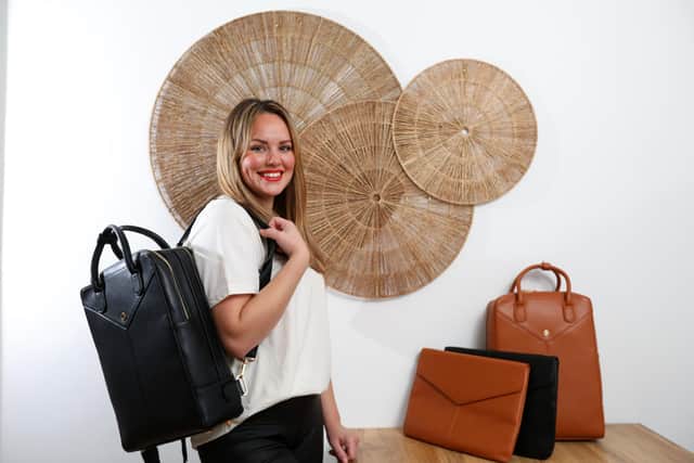 Charlotte Carter, founder of Carter Bags, with some of her collection. Picture: Chris Moorhouse (jpns 071221-22)