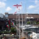 English and Italian flags at Port Solent