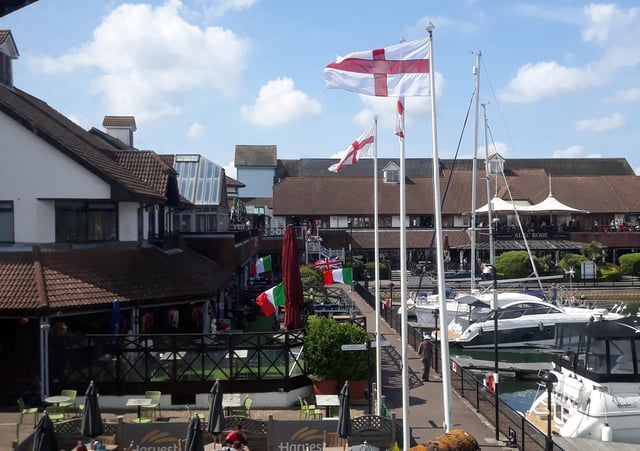 English and Italian flags at Port Solent