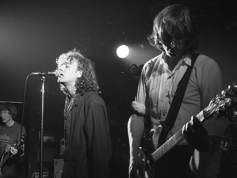 REM at The Marquee Club, London in April 1984, with from left, bassist Mike Mills, singer Michael Stipe and guitarist Peter Buck