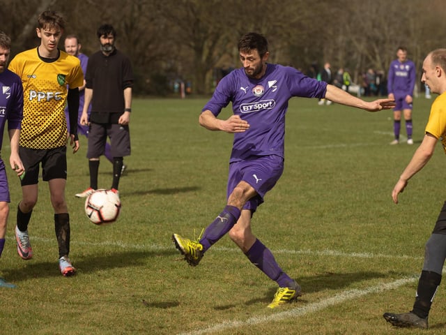 Action from AFC Tamworth's 7-2 victory over Gosham Rangers in Division Two of the City of Portsmouth Sunday League. Picture: Keith Woodland (120321-525)
