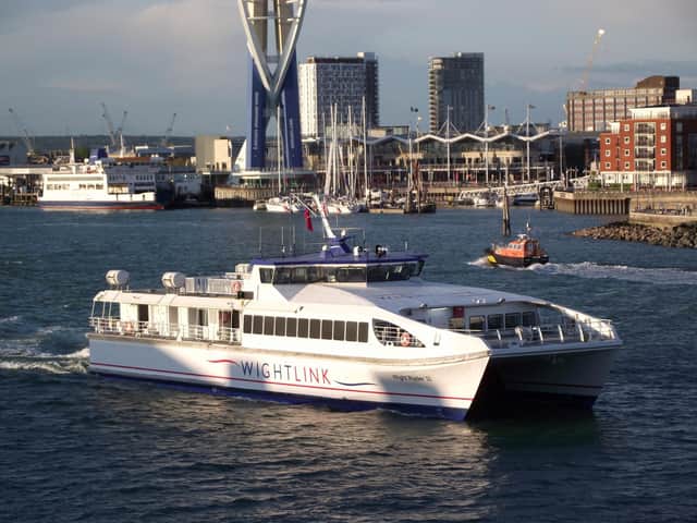 Wightlink's FastCat, which runs between Portsmouth Harbour Station Pier and Ryde Pier on the Isle of Wight. Picture: Tony Weaver