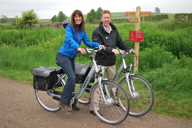 Jenny Hill and David James, Chief Executive of Visit Peak District & Derbyshire, on the Monsal Trail in 2011