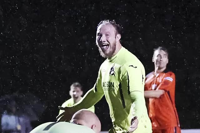 Connor Duffin hit Horndean's opener in the midweek win at AFC Portchester. Picture: Barry Zee