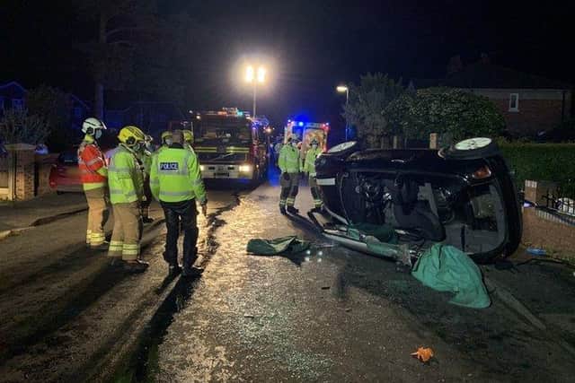 A man had to be cut free from his car after a road traffic collision on Silvester Road.