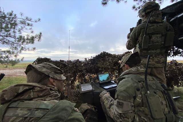 Soldiers from 12 Regiment, Royal Artillery, testing out air defence kit during an exercise. Photo: British Army.