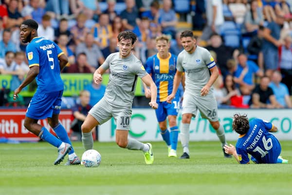 John Marquis in action for Pompey on the opening day of the 2019-20 season at Shrewsbury. Picture: Simon Davies