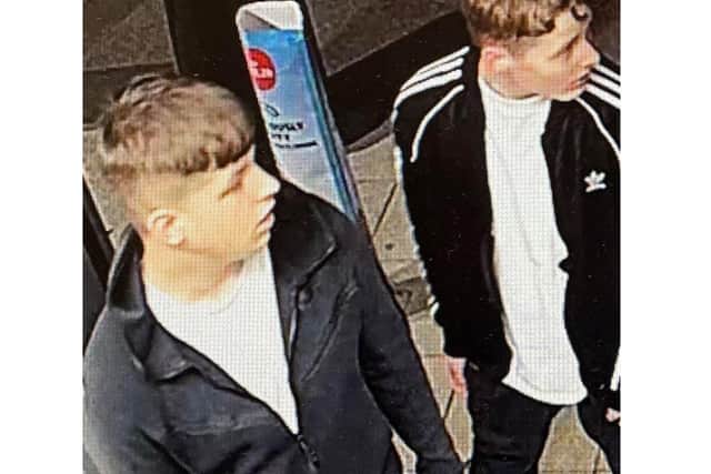 Sussex police have released an image of two men connected to the robberies. Three children were threatened with being stabbed. Picture: Sussex police.