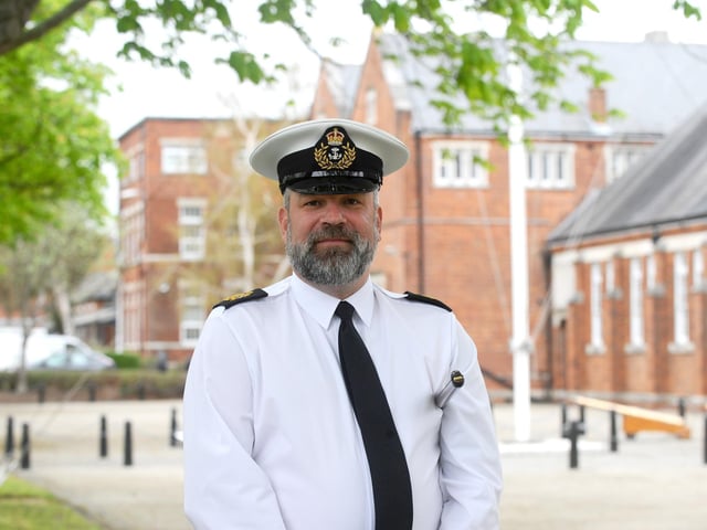 Warrant Officer Class 1 Glynn Moffat, Royal Navy, guard of honour colour WO1.