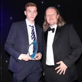 Hayden Carter receives the 2021-22 Goal of the Season award in recognition of his strike against Oxford United in March. Picture: Robin Jones/Portsmouth FC