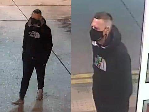 One of the suspects pictured on CCTV during the attack on Portchester's BP garage. Photo: Hampshire police