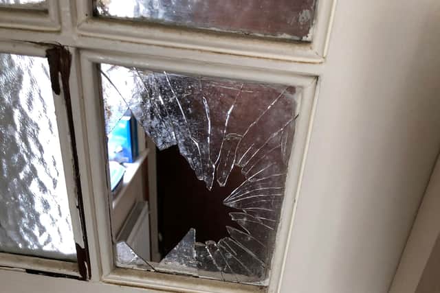 Two doors were smashed in burglary, which saw several sharp kitchen knives being taken. Picture: Lucy Cook