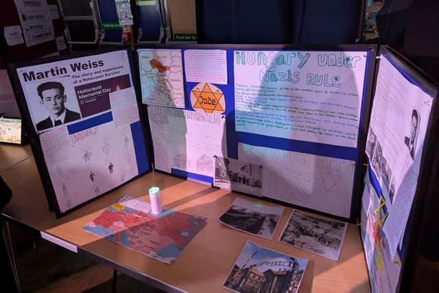 One of the displays at the Holocaust Memorial Event