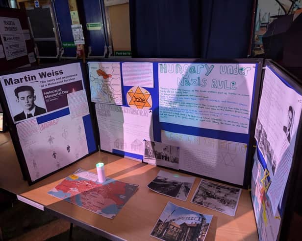 One of the displays at the Holocaust Memorial Event