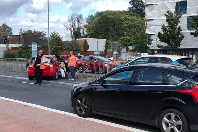 Damage to the central reservation barrier after a car appears to have collided with it. 

Picture: Tom Cotterill