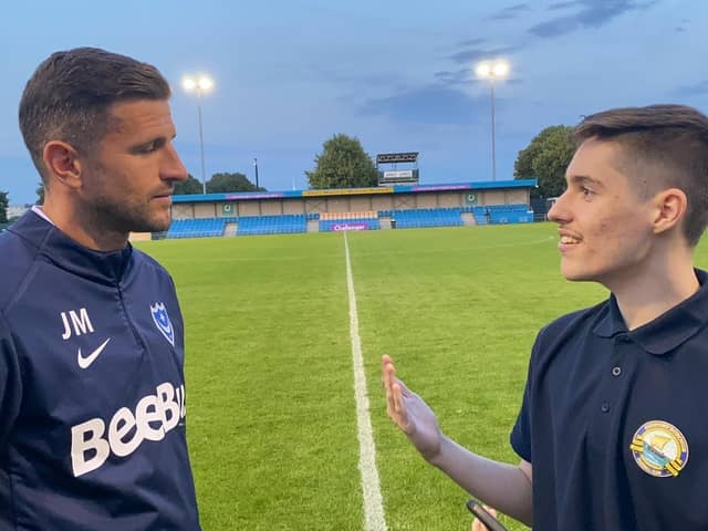 James Interviewing Pompey Manager John Mousinho at Privett Park