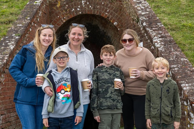 Families braved the cold on Tuesday (April 2) to take advantage of amazing free entertainment at Fort Nelson, with Easter egg hunts and falconry displays. Pictured - The Johns and Atkinson families from Stubbington,