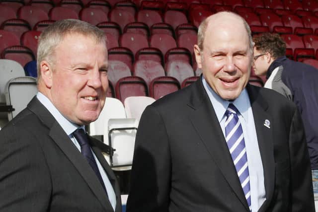 Pompey chairman Michael Eisner, right, and Kenny Jackett. Picture: Joe Pepler