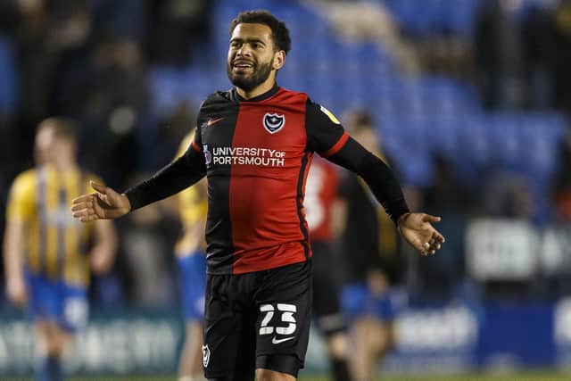 Louis Thompson scored his first Pompey goal for Shrewsbury. Picture: Daniel Chesterton/phcimages.com