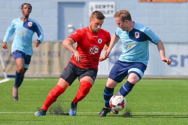 Locks Heath (red) v Bush Hill at Westleigh Park. Picture: Martyn White.