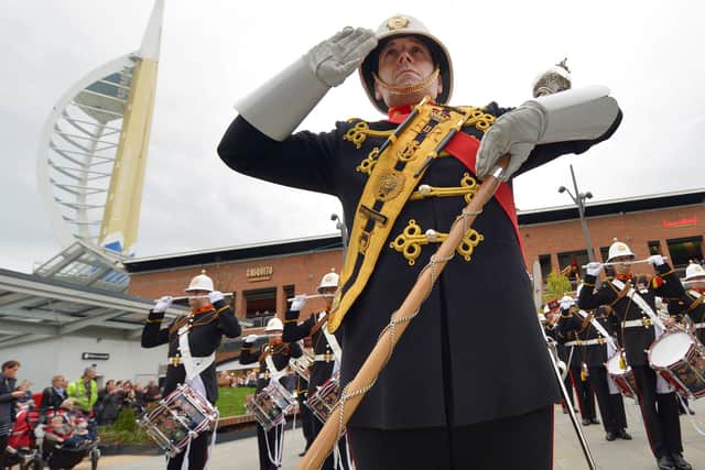 The Band of Her Majesty’s Royal Marines Portsmouth pictured in Gunwharf Quays in 2015. Picture: MOD