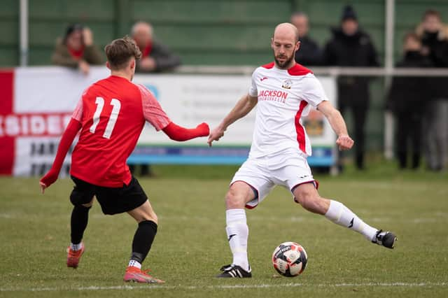 Tom Jeffes, right, in action for Horndean at Fareham last season. Picture: Keith Woodland