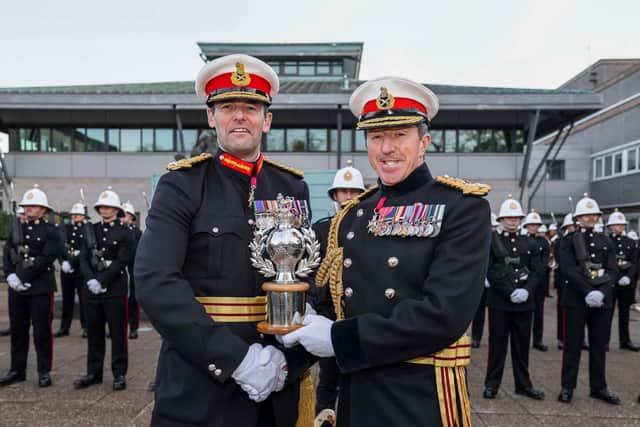 Lieutenant General Rob Magowan passes the role to Vice Chief of the Defence Staff, General Gwyn Jenkins  at CTCRM in Lympstone.